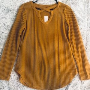 Straps waffle knit sweater